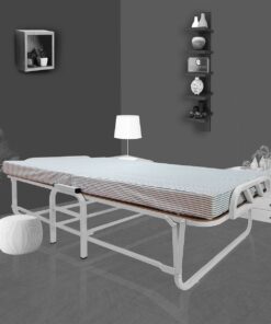 Freddie Roll-Away Single Bed with 4 inch Thick Foam Mattress in Grey Finish