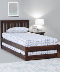 Freya Solid Wood Single Bed with Trundle in Provincial Teak Finish