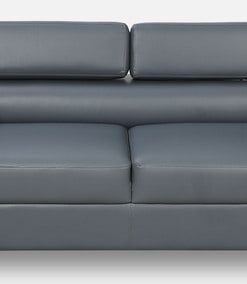 Jefren 2 Seater Leatherette Sofa With Adjustable Headrest In Grey Colour