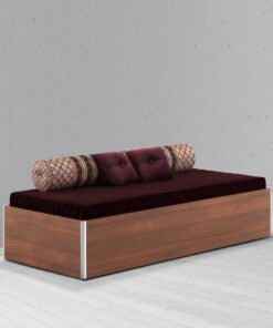 Kosmo Single Bed with Storage in Rigato walnut Finish
