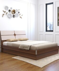 Kruger Queen Size Bed with Hydraulic Storage in Teak finish