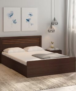 Kuruma Queen Size Bed With Storage In Wenge Finish