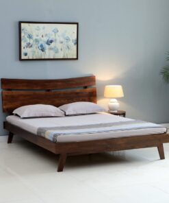 Live Edge Solid Wood Queen Size Bed In Tubbaq Finish