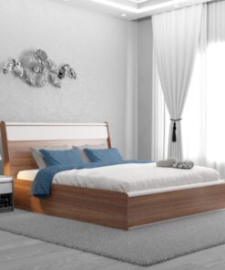 Lixo Queen Size Bed with Box Storage in Teak finish
