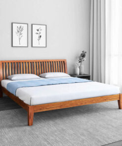 Luxurious Queen Size Wooden Bed In Brown Colour