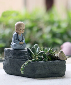 Meditating Monk Resin Succulent Pot