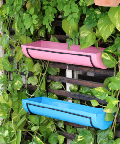 Set of 2 Hanging Railing Pots with Stand