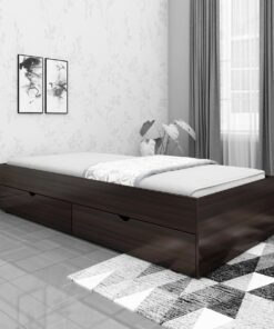 Rhino Single Bed With Drawer Storage Dark Wallnut Finish